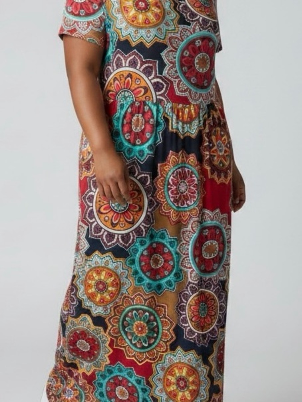 BOHO Plus Size Multicolor Medallion Print Maxi Dress - V-Neck Women’s Size XXL - Picture 4 of 10